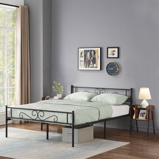 alysa metal queen bed with decorative side rails